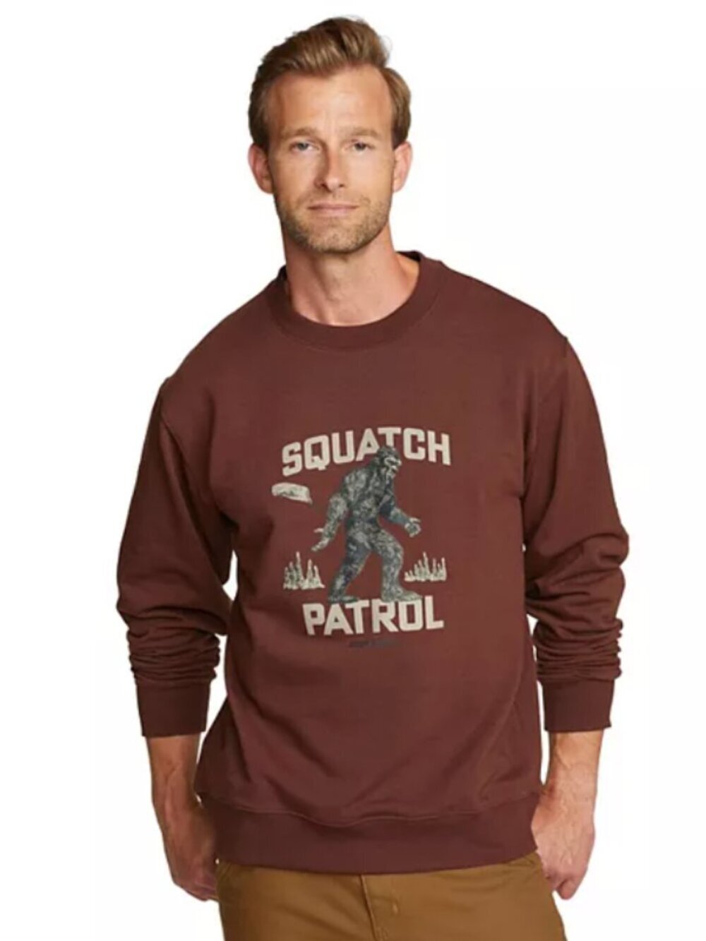 Eddie Bauer Squatch Patrol Brown Crewneck Sweatshirt Sasquatch Medium Men's